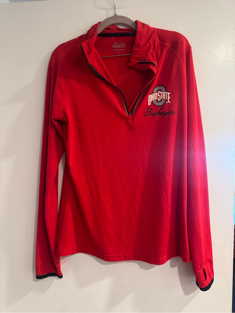 Varsity Ohio State Buckeyes Red Half Zip Pullover Sweatshirt Large